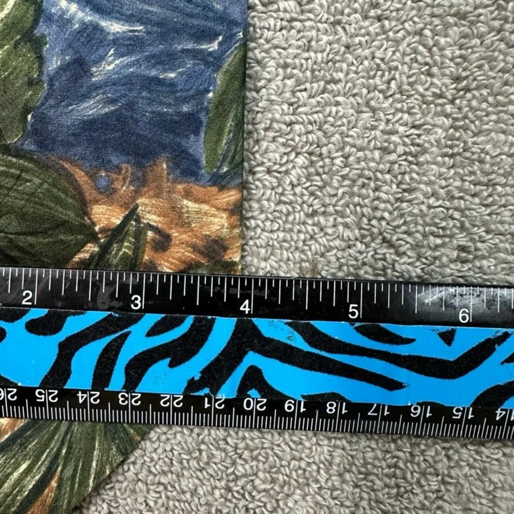 Lord Ascot Mens Silk Tie Tropical Botanical Leaf Print Blue Green Made in USA